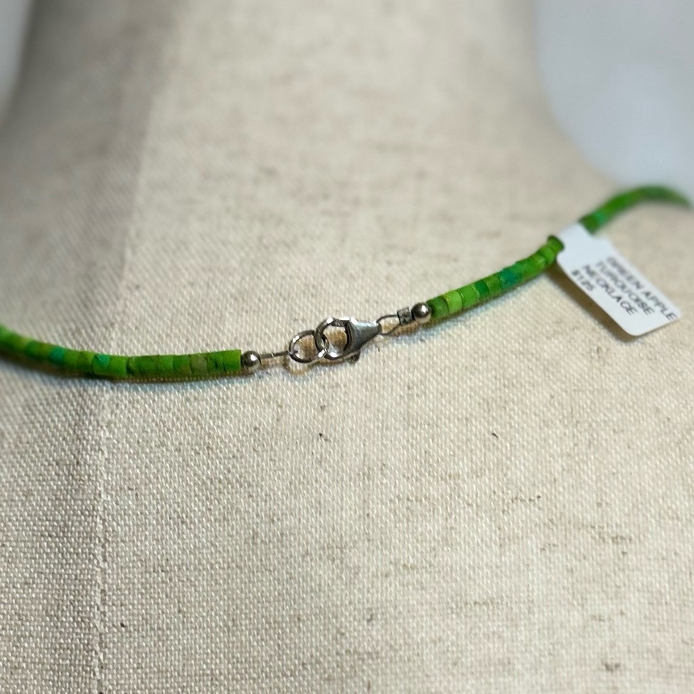 NWT Navajo Handmade Green Apple Turquoise Navajo Pearls Necklace - Picture 3 of 7